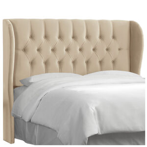 Skyline Furniture Tufted Wingback Velvet Fabric Queen Size Upholstered Headboard - Buckwheat, Buckwheat, hires