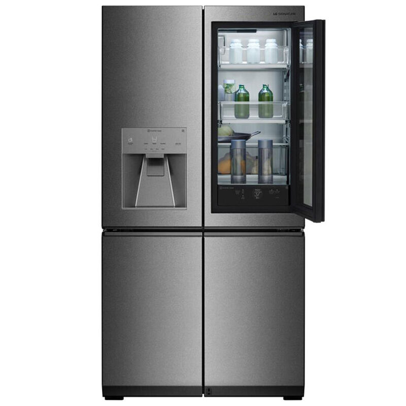 LG Signature InstaView 36 in. 22.8 cu. ft. Smart Counter Depth 4-Door French Door Refrigerator with Ice & Water Dispenser - Textured Steel, , hires