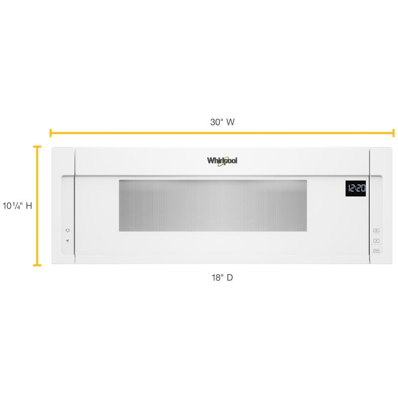 Whirlpool 30 in. 1.1 cu. ft. 1000W Low Profile Over-the-Range Microwave with 400 CFM - White, White, hires