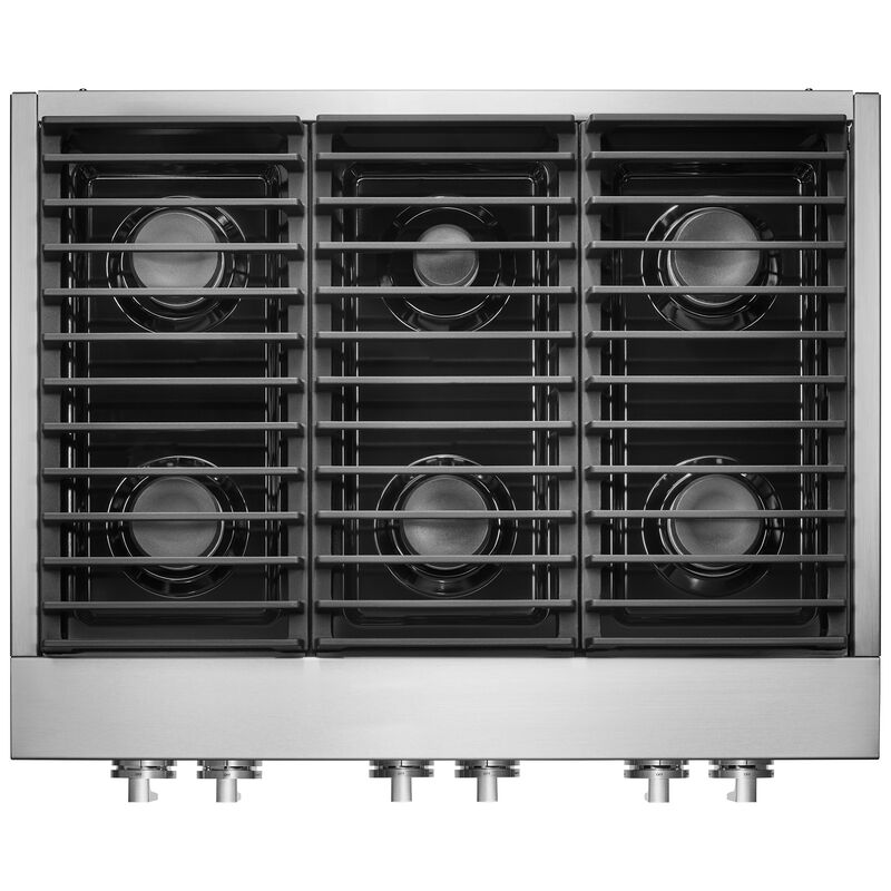 JennAir Noir 36 in. 6-Burner Natural Gas Rangetop with Simmer Burner & Power Burner - Stainless Steel, , hires