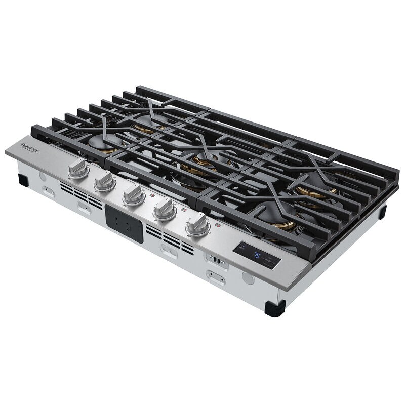 Signature Kitchen Suite 36 in. 5-Burner Smart Natural Gas Cooktop with Simmer Burner & Power Burner - Stainless Steel, , hires