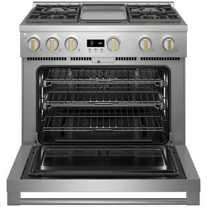 Monogram Statement Series 36 in. 6.2 cu. ft. Smart Standard Convection Gas Range with 4 Sealed Burners & Griddle - Stainless Steel, , hires
