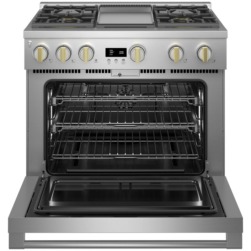 Monogram Statement Series 36 in. 6.2 cu. ft. Smart Standard Convection Gas Range with 4 Sealed Burners & Griddle - Stainless Steel, , hires