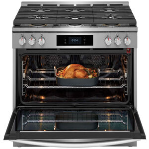 Frigidaire Gallery 36 in. 4.6 cu. ft. Air Fry Convection Oven Freestanding Natural Gas Dual Fuel Range with 6 Sealed Burners - Stainless Steel, , hires