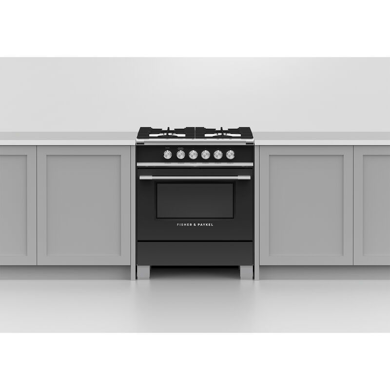 Fisher & Paykel Series 7 30 in. 3.5 cu. ft. Standard Convection Gas Range with 4 Sealed Burners - Black, , hires