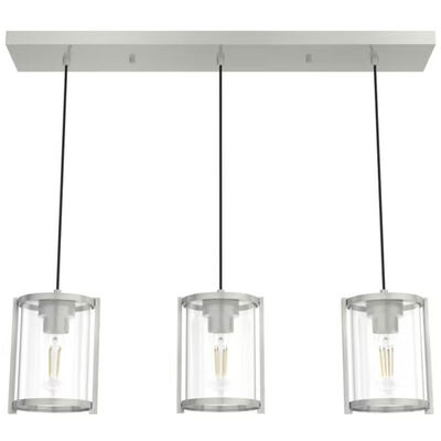 Hunter Astwood 9 in. 3-Light Linear Cluster Ceiling Light with Clear Glass - Brushed Nickel | 19138