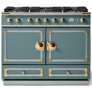 La Cornue Cornufe Series 43 in. 4.6 cu. ft. Standard Convection Double Oven Dual Fuel Range with 5 Sealed Burners - Ocean, , hires