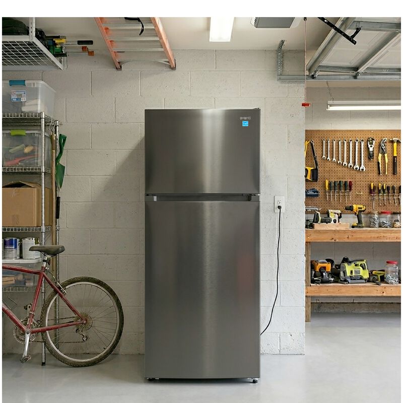 Avanti 28 in. 14.6 cu. ft. Counter Depth Garage-Ready Top Freezer Refrigerator - Stainless Steel, Stainless Steel, hires