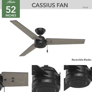 Hunter Cassius 52 in. Indoor /Outdoor Ceiling Fan - Matte Black, Matte Black, hires