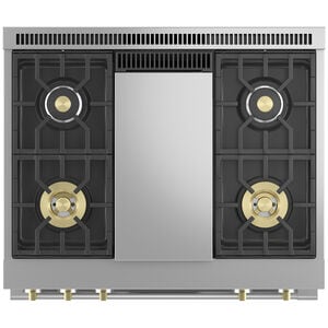 Monogram Statement Series 36 in. 5.7 cu. ft. Smart Air Fry True European Convection Dual Fuel Range with 4 Sealed Burners & Griddle - Stainless Steel, , hires