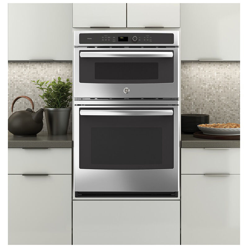 GE Profile 27 in. 6 cu. ft. Electric Microwave/Wall Oven Combo with True European Convection - Stainless Steel, , hires