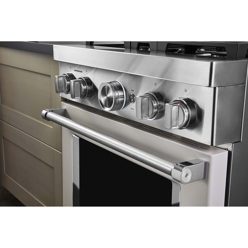 KitchenAid 30 in. 4.1 cu. ft. Smart True European Convection Dual Fuel Range with 4 Sealed Burners - Milkshake, , hires