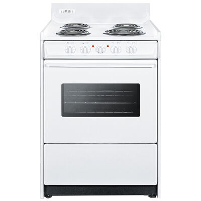 Summit 24 in. 2.9 cu. ft. Oven Freestanding Electric Range with 4 Coil Burners - White | WEM610W