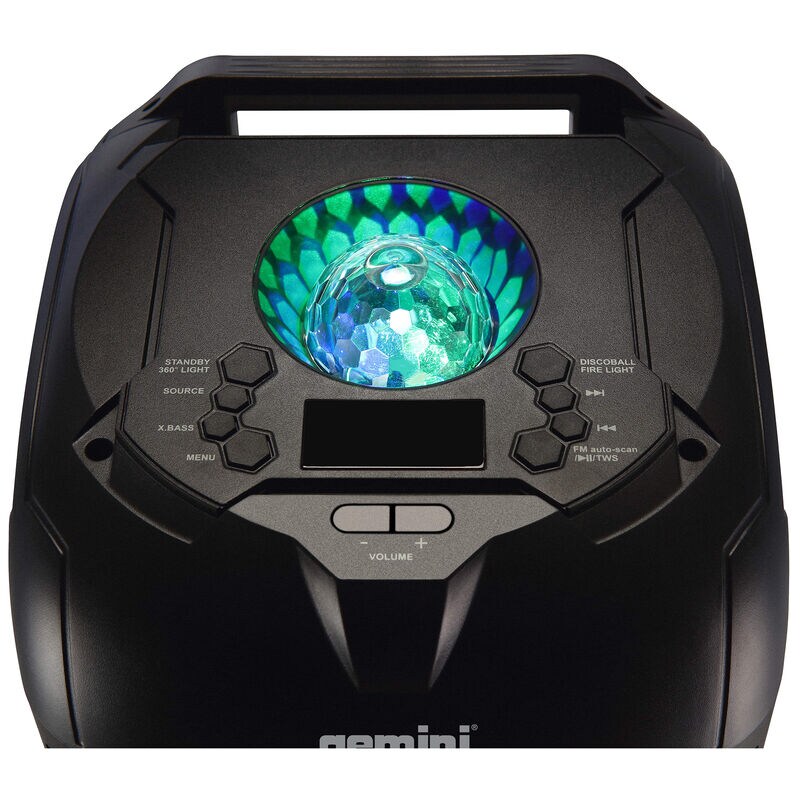 Gemini 360 Portable Bluetooth Speaker with LED Party Lighting - Black, , hires