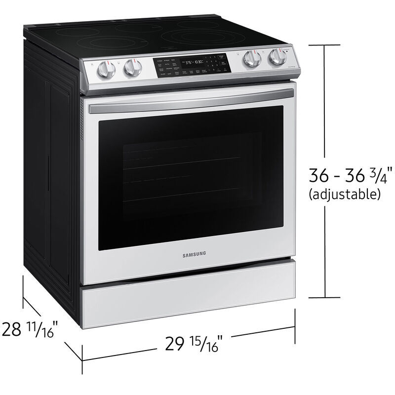 NE63BB871112AA Samsung Bespoke Smart Slide-in Electric Range 6.3 cu. ft.  with Smart Dial & Air Fry in White Glass