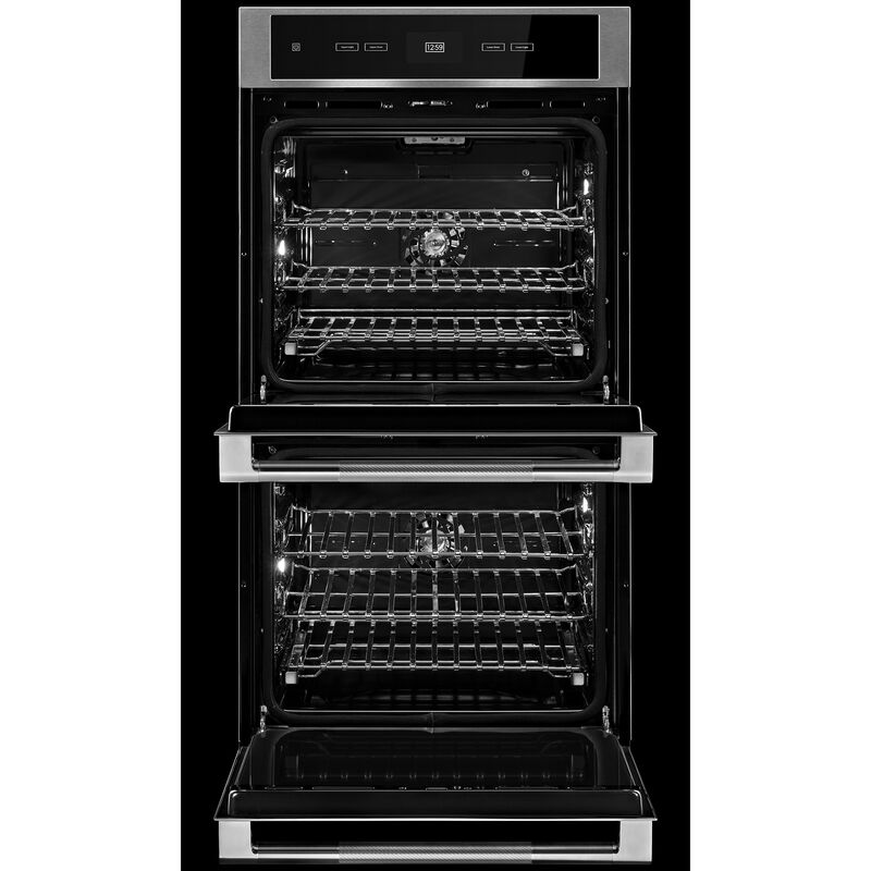 JennAir Rise 27 in. 8.6 cu. ft. Front Control Electric Double Wall Oven with Standard Convection - Stainless Steel, , hires