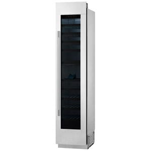 Signature Kitchen Suite Instaview 18 in. Built-in Smart Wine Cooler with Metal & Wood Racks, Dual Temperature Zones & 71 Bottle Capacity - Custom Panel Ready, , hires