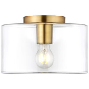 Hudson & Canal Henri 10 in. Flush Mount Ceiling Light with Glass Shade - Brass, , hires