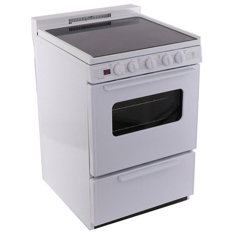 Premier 24 in. 3.0 cu. ft. Oven Freestanding Electric Range with 4  Smoothtop Burners - White