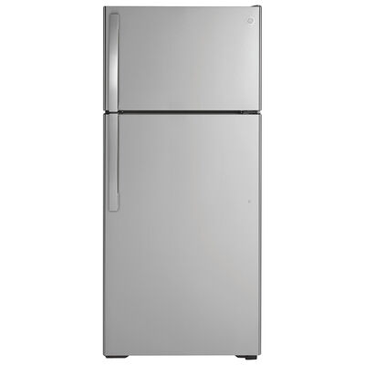 GE 28 in. 16.6 cu. ft. Top Freezer Refrigerator - Stainless Steel | GTE17GSNRSS