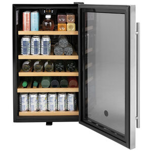 GE 19 in. 4.1 cu. ft. Freestanding Beverage Center with Adjustable Shelves & Digital Control - Stainless Steel, , hires