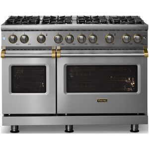 Viking 5 Series 48 in. 6.1 cu. ft. Standard Convection Double Oven Gas Range with 8 Sealed Burners - Stainless Steel - Natural Gas, Brushed Brass Trim Option, , hires