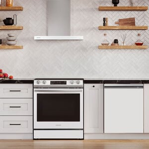 Samsung 30 in. Smart Convertible Chimney Style Range Hood with 630 CFM, 4 Fan Speeds & 1 LED Light - White, , hires