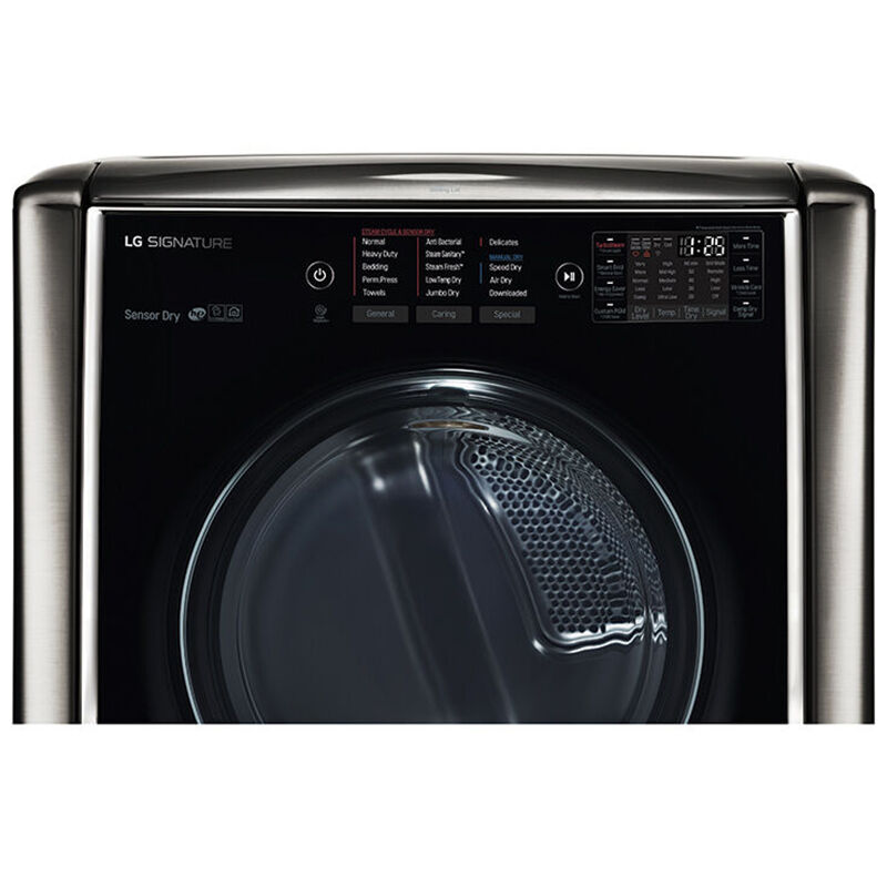 LG Signature 29 in. 9.0 cu. ft. Electric Dryer with TurboSteam Technology & Sensor Dry - Black Stainless Steel, , hires