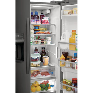 Frigidaire Gallery 36 in. 25.6 cu. ft. Side-by-Side Refrigerator with External Ice & Water Dispenser - Black Stainless, Black Stainless, hires