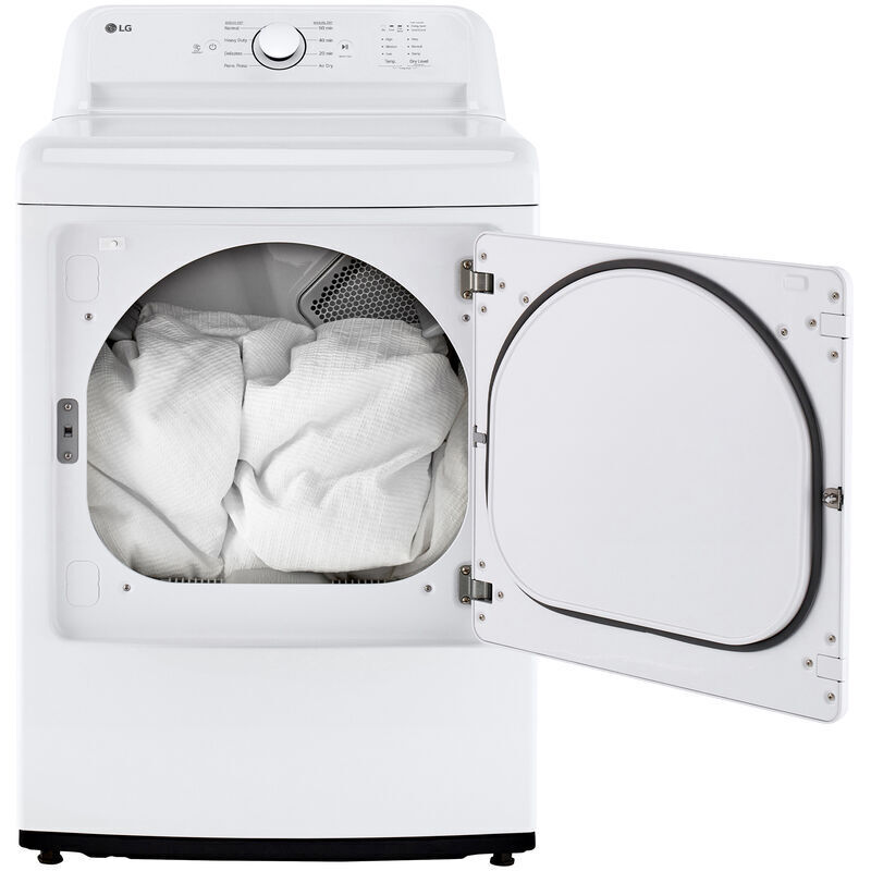 LG 27 in. 7.3 cu. ft. Electric Dryer with FlowSense Duct Clogging Indicator, LoDecibel Quiet Operation & Sensor Dry - White, White, hires