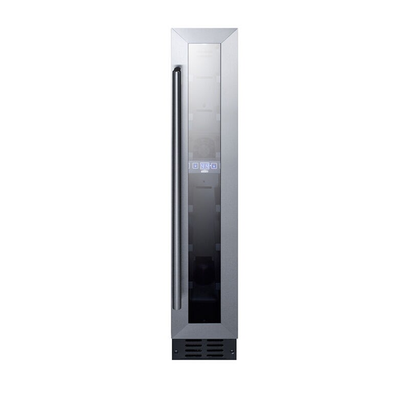Summit 6 in. Undercounter Wine Cooler with Wood Racks, Single Temperature Zone & 7 Bottle Capacity - Stainless Steel, , hires
