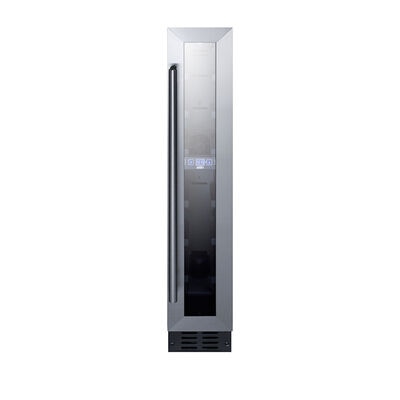Summit Silhouette Series 6 in. Compact Built-In Wine Cooler with 7 Bottle Capacity, Single Temperature Zones & Digital Control - Stainless Steel | SWC007