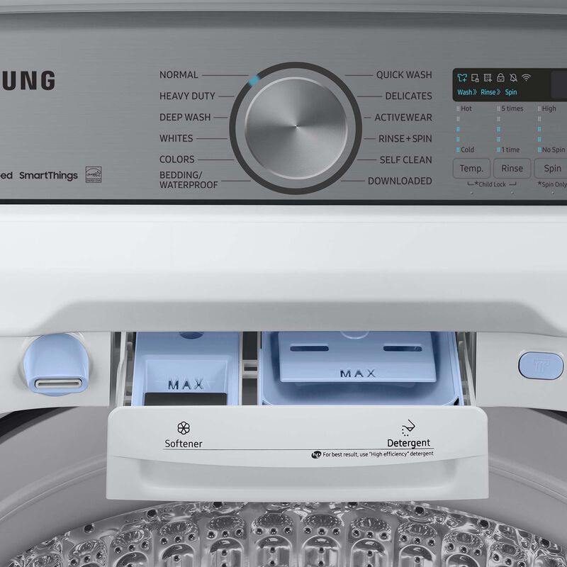 Samsung 27inch 5.2 Cu. Ft. Top Loading Smart Washer with 12 Wash Programs,  10 Wash Options & Self Clean - White