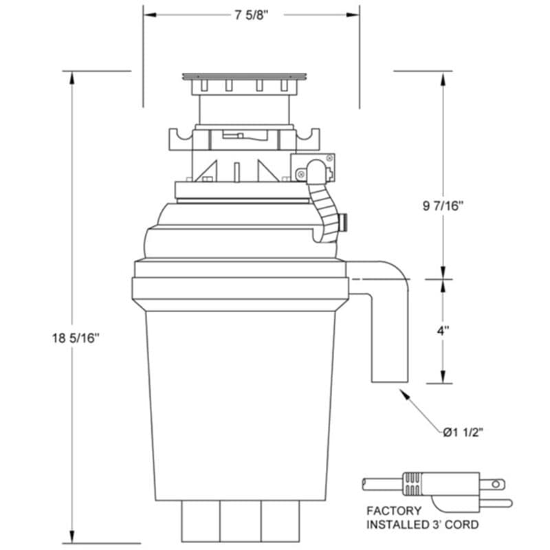 XO 1 HP Batch Feed Waste Disposer with QuickKonnect Mount, 2500 RPM, Anti-Jam & Noise Reducing Insulation - Stainless Steel, , hires