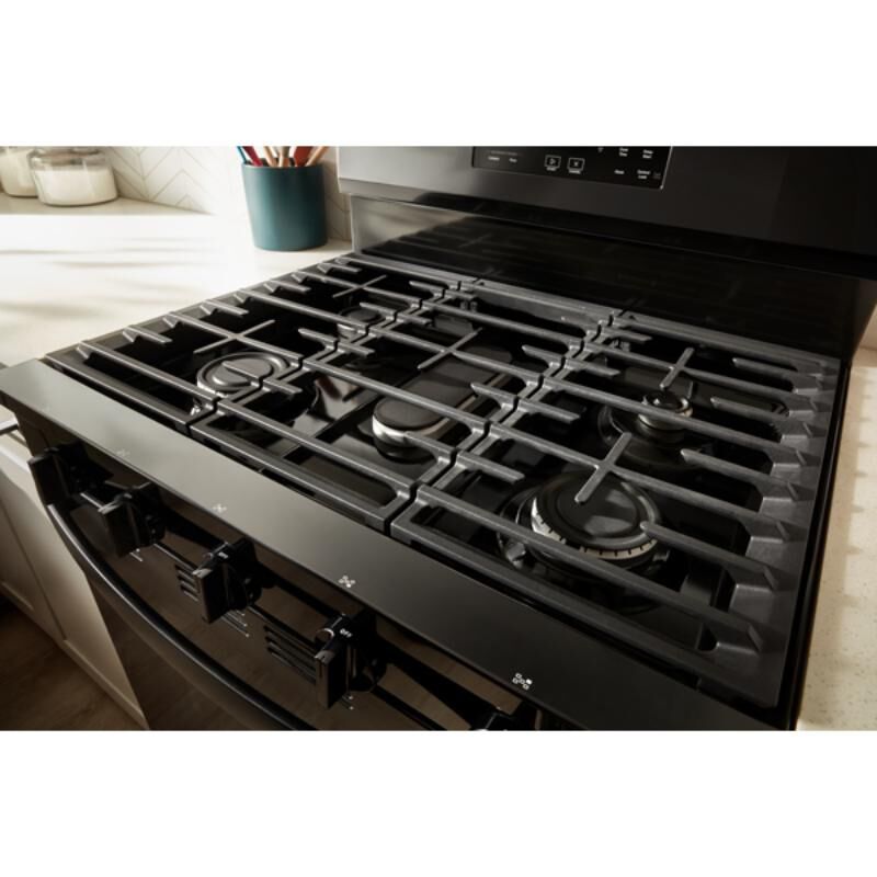 Whirlpool 30 in. 5.0 cu. ft. Air-Fry Standard Convection Gas Range with 5 Sealed Burners - Black, , hires