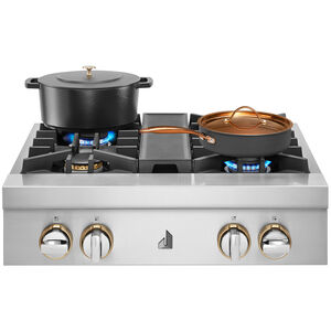 JennAir Rise 30 in. 4-Burner Natural Gas Rangetop with Simmer Burner & Power Burner - Stainless Steel, , hires