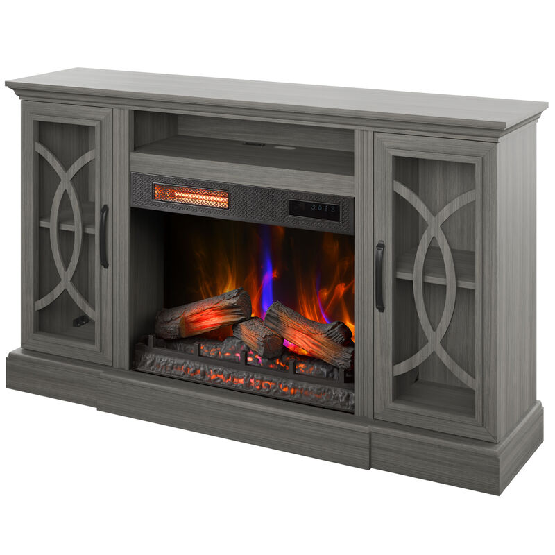 Bell'O Brooke TV Stand for TVs up to 65 inches with ClassicFlame Electric Fireplace - Crete Oak, , hires