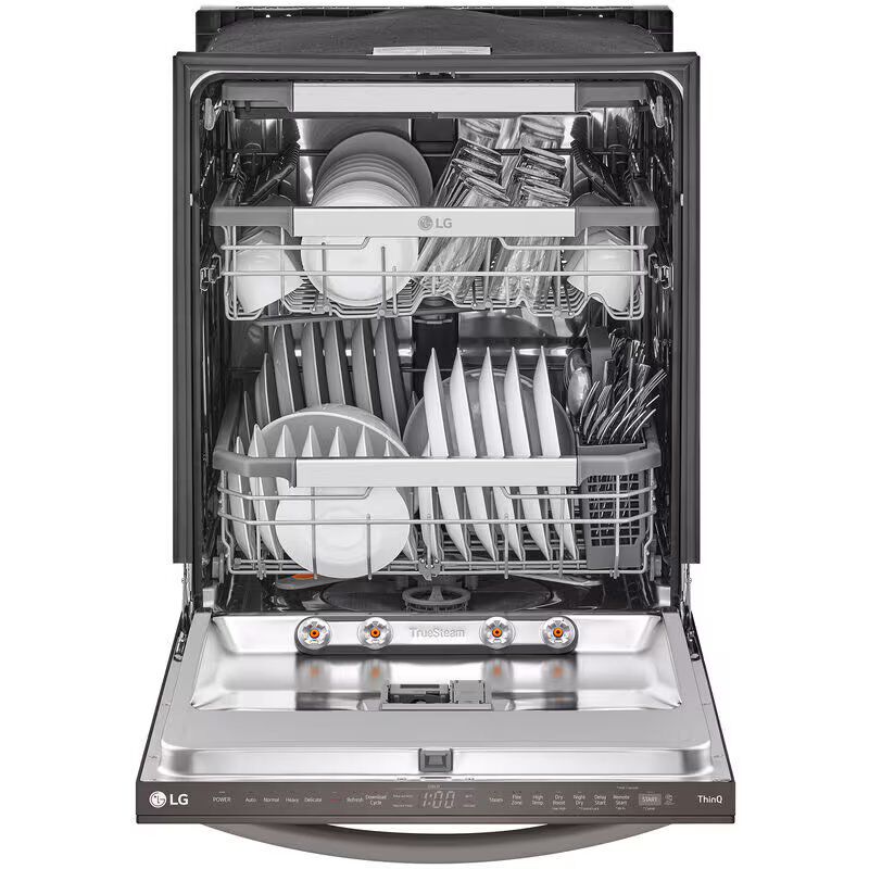 LG 24 in. Top Control Smart Dishwasher with 42 dBa Sound Level & 3rd-Rack - Black Stainless, Black Stainless, hires