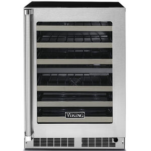 Viking 5 Series 24 in. 5.2 cu. ft. Compact Built-In/Freestanding Wine Cooler with 48 Bottle Capacity, Dual Temperature Zones & Digital Control - Stainless Steel, , hires