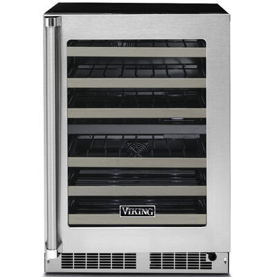 Viking 5 Series 24 in. 5.2 cu. ft. Compact Built-In/Freestanding Wine Cooler with 48 Bottle Capacity, Dual Temperature Zones & Digital Control - Stainless Steel | VWUI5241GSS