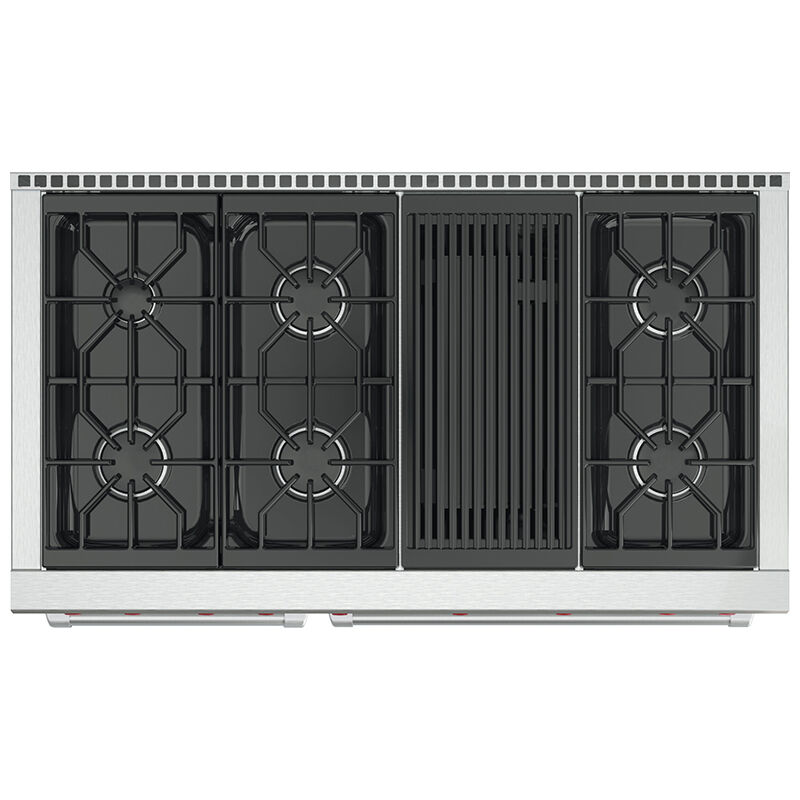 Wolf 48 in. 6-Burner Natural Gas Rangetop with Grill & Power Burner - Stainless Steel, , hires