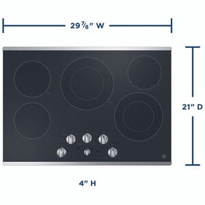 GE 30 in. 5-Burner Electric Cooktop with Simmer Burner & Power Burner - Stainless Steel, , hires