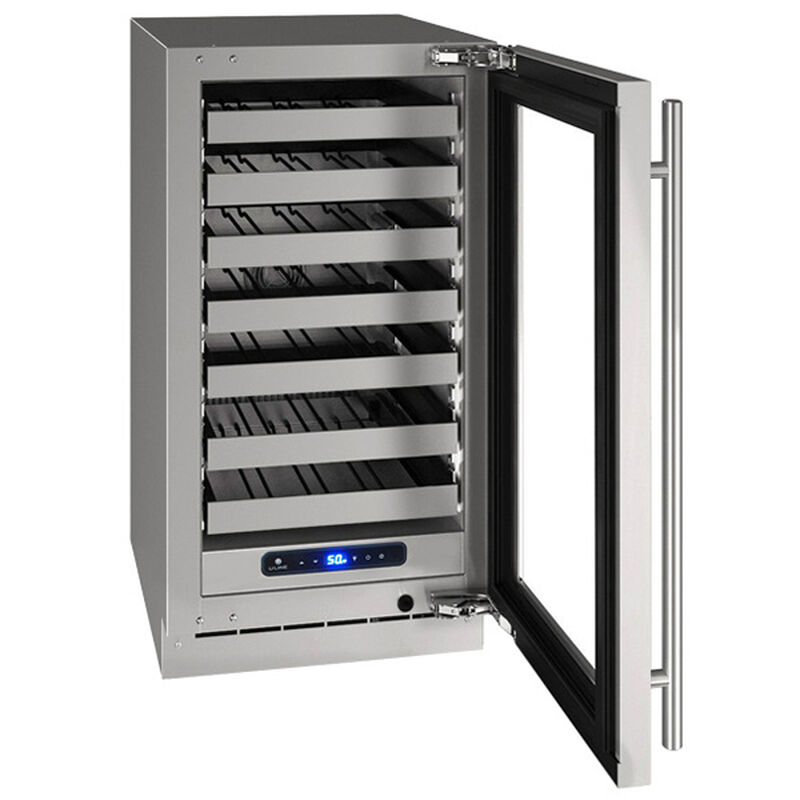 U-Line 5 Class Series 18 in. Compact Built-In/Freestanding 3.7 cu. ft. Wine Cooler with 35 Bottle Capacity, Single Temperature Zone & Digital Control - Stainless Steel, , hires