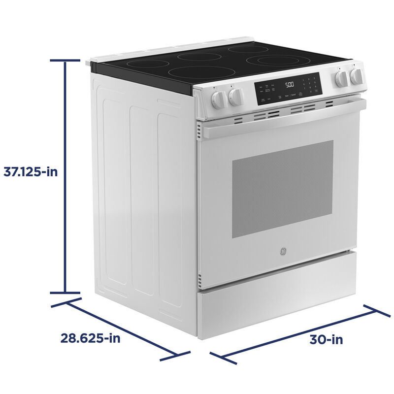 GE 500 Series 30 in. 5.3 cu. ft. Slide-In Electric Range with Radiant Burners - White, , hires
