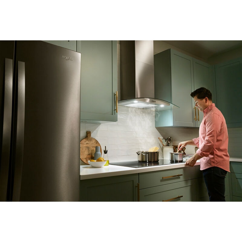 Whirlpool 30 in. Convertible Chimney Style Range Hood with 400 CFM, 3 Fan Speeds & 2 LED Lights - Stainless Steel, , hires