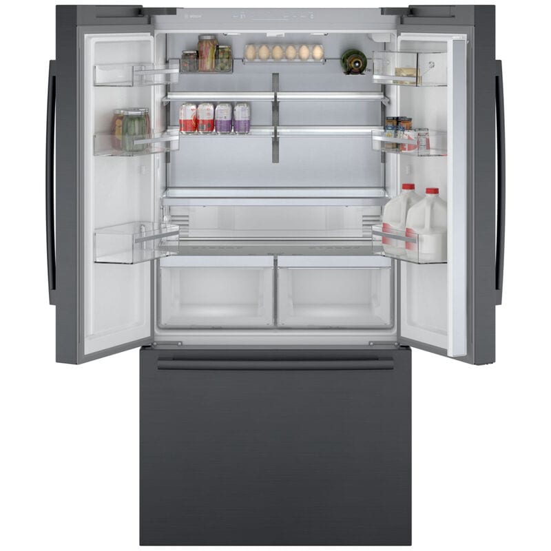 Bosch 800 Series 36 in. 20.8 cu. ft. Smart Counter Depth French Door Refrigerator with Internal Water Dispenser - Black Stainless, Black Stainless, hires