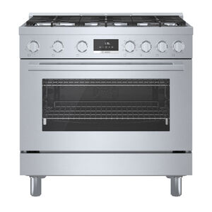 Bosch 800 Series 36 in. 3.7 cu. ft. Convection Oven Freestanding Dual Fuel Range with 6 Sealed Burners - Stainless Steel, , hires