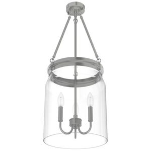Hunter Devon Park 12 in. 3-Light Pendant with Clear Glass - Brushed Nickel, , hires
