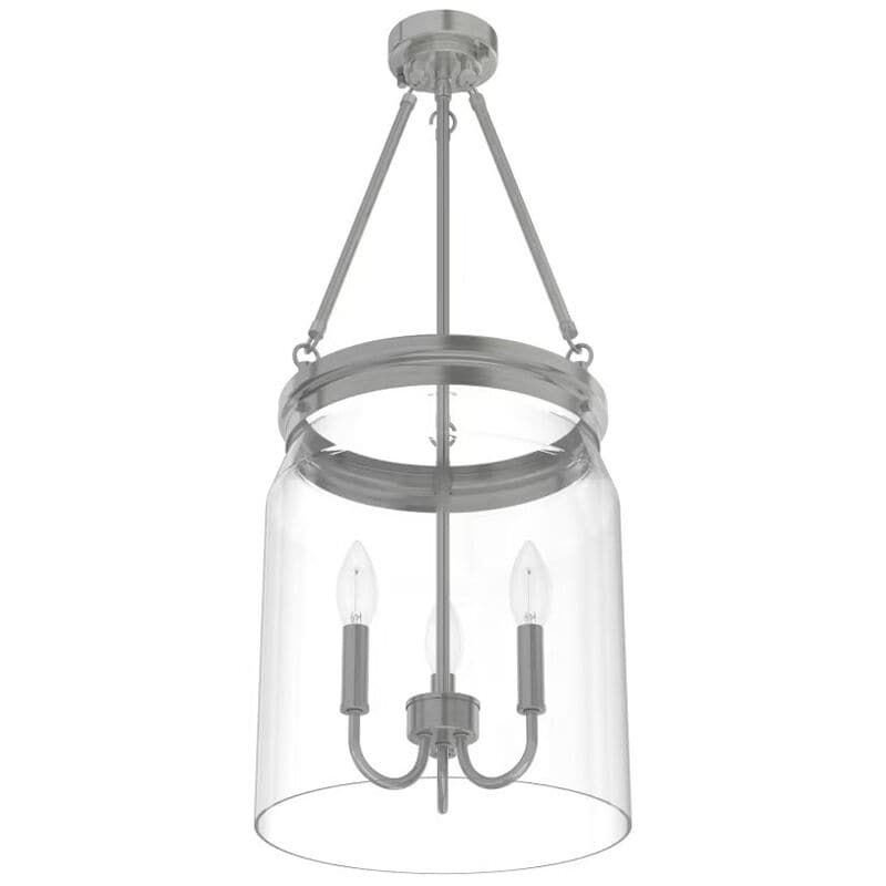 Hunter Devon Park 12 in. 3-Light Pendant with Clear Glass - Brushed Nickel, , hires