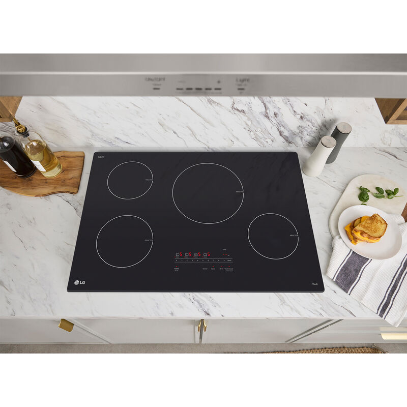 LG 30 in. 4-Burner Smart Induction Cooktop with UltraHeat 4.3kW Element & Simmer Burner - Black, , hires